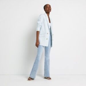 River Island blue striped boucle blazer